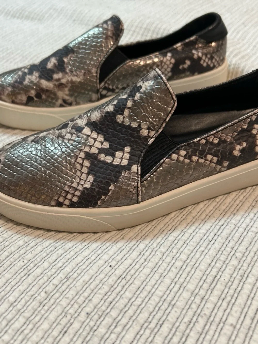 Cole Hasn Women’s  Slip-On Sneakers in Black and Gray Snake Print